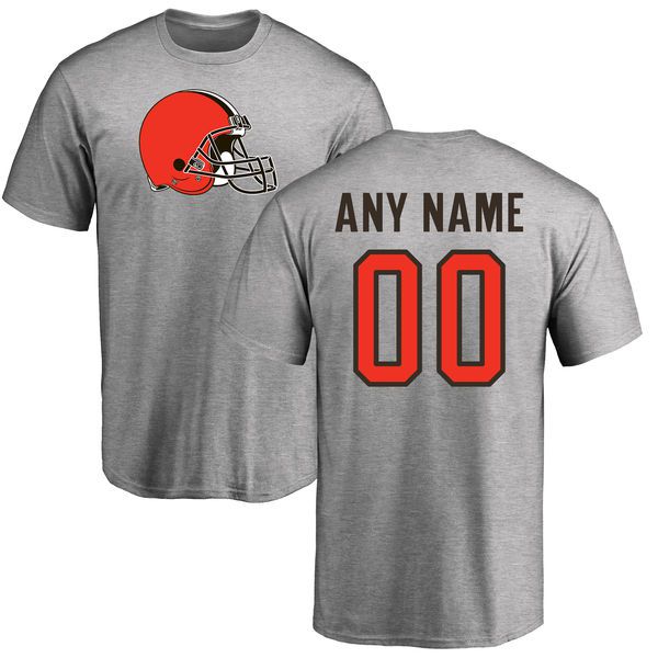Men Cleveland Browns NFL Pro Line Ash Custom Name and Number Logo T-Shirt->->Sports Accessory
